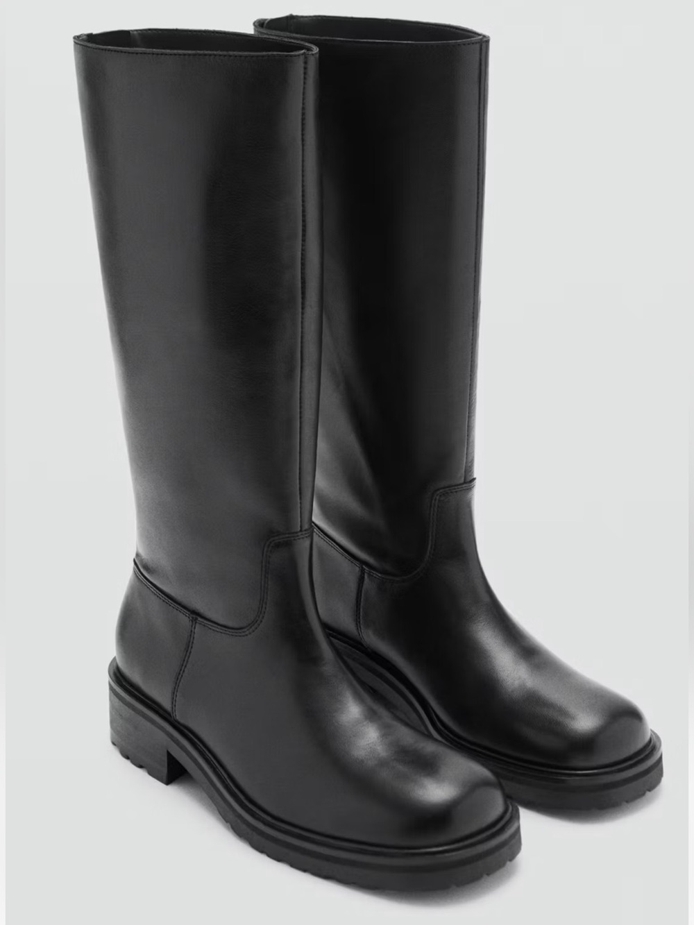 Mango High Leather Boots Black EU39 US8.5